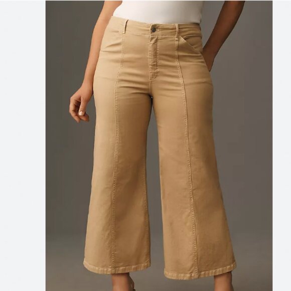 Anthropologie Maeve The Delaney Crop Clean-Seamed High-Rise Wide-Leg Jeans
